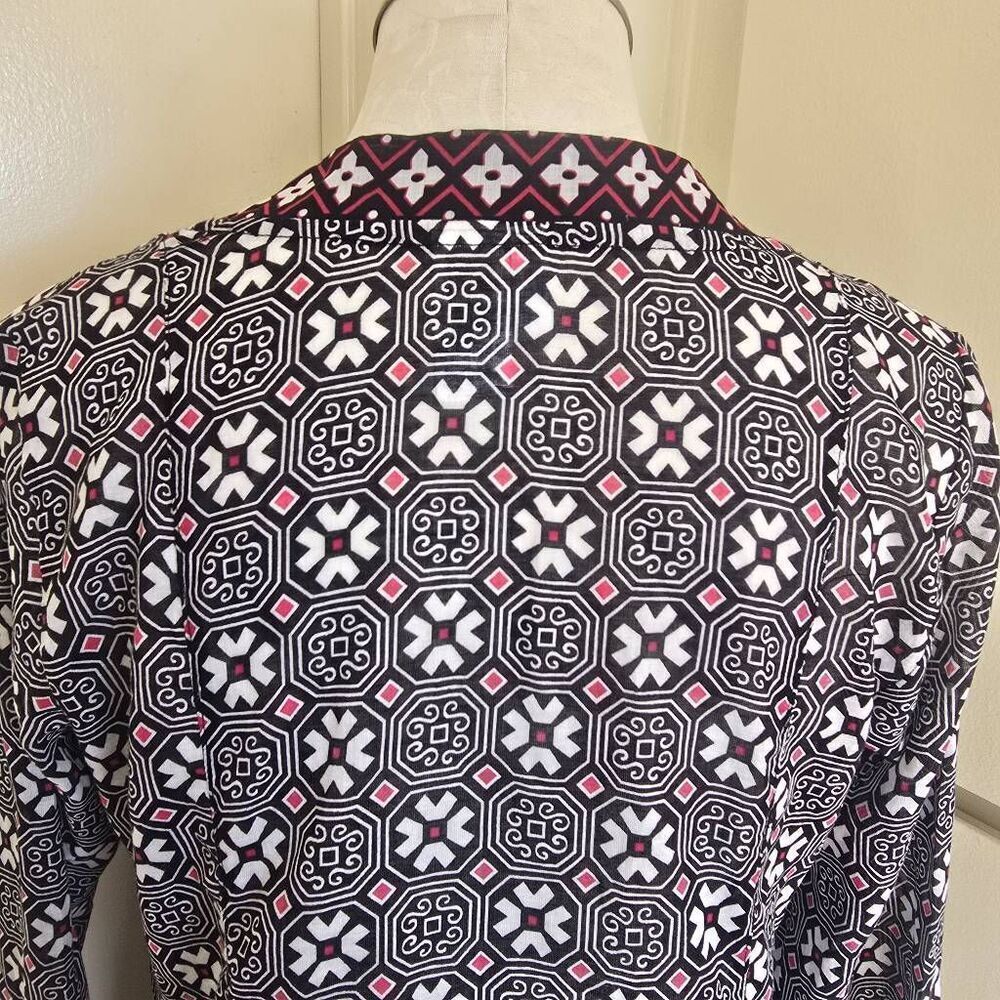 Anne Cole Collections Deep V-Neck Tunic, Blk/Pink/Wht, Cotton, Thigh Lgth.NWOT, - Picture 8 of 9